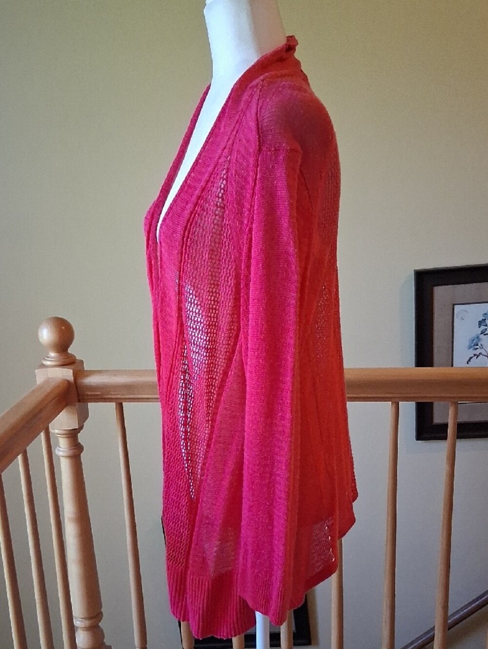 Alfani Open-Front Lightweight Open Knit Cardigan - Bright Pink - Picture 2 of 7